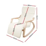 Artiss Fabric Rocking Armchair with Adjustable Footrest – Beige 19