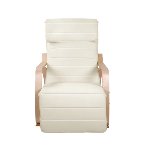 Artiss Fabric Rocking Armchair with Adjustable Footrest – Beige 12