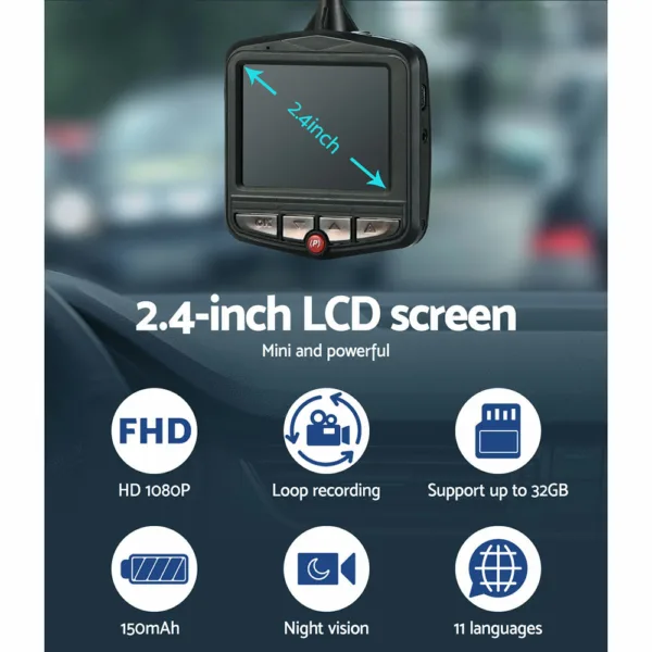 UL-tech Mini Car Dash Camera 1080P 2.4 inch LCD Video DVR Recorder Camera 26
