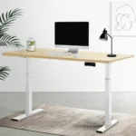 Artiss Standing Desk Electric Height Adjustable Sit Stand Desks White Oak 140cm 25
