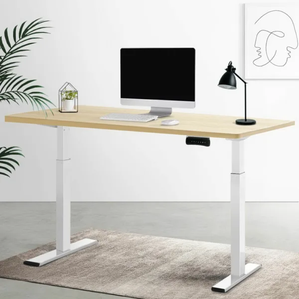 Artiss Standing Desk Electric Height Adjustable Sit Stand Desks White Oak 140cm 17