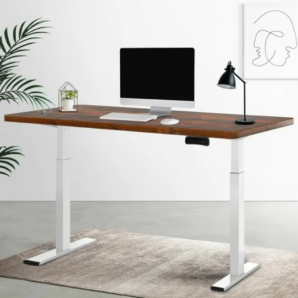 Artiss Standing Desk Electric Height Adjustable Sit Stand Desks White Brown 17