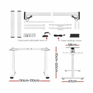 Artiss Standing Desk Electric Height Adjustable Sit Stand Desks White 140cm 3