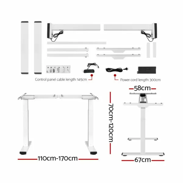 Artiss Standing Desk Electric Height Adjustable Sit Stand Desks White 140cm 11