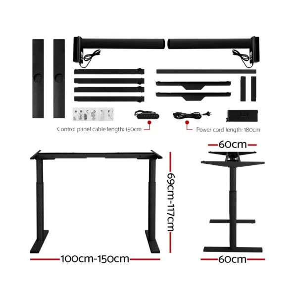 Artiss Electric Standing Desk Height Adjustable Sit Stand Desks Table Black 11