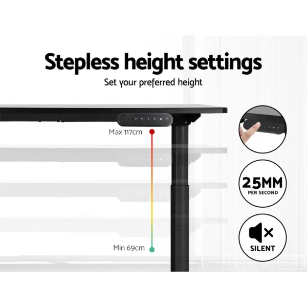 Artiss Electric Standing Desk Height Adjustable Sit Stand Desks Table Black 14