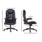 Artiss Massage Office Chair 8 Point PU Leather Office Chair – Black 15