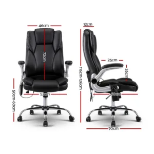 Artiss Massage Office Chair 8 Point PU Leather Office Chair – Black 3