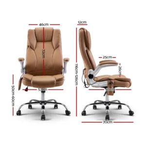 Artiss Massage Office Chair Gaming Chair Computer Desk Chair 8 Point Vibration Espresso 3