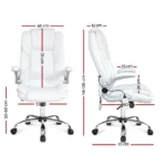 Artiss Massage Office Chair PU Leather 8 Point – White 15