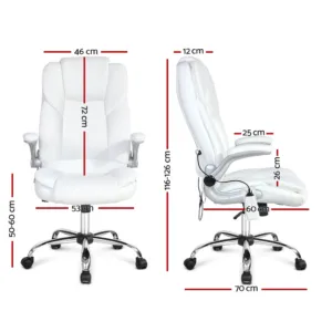 Artiss Massage Office Chair PU Leather 8 Point – White 3