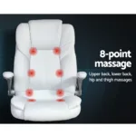 Artiss Massage Office Chair PU Leather 8 Point – White 16