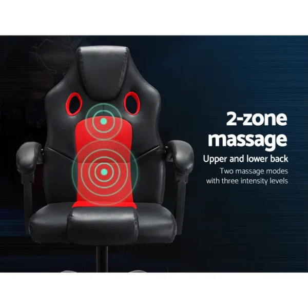 Artiss Massage Office Chair Gaming Computer Seat Recliner Racer Red 11