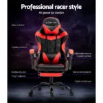 Artiss Office Chair Gaming Computer Executive Chairs Racing Seat Recliner Red 22