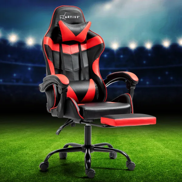 Artiss Office Chair Gaming Computer Executive Chairs Racing Seat Recliner Red 17