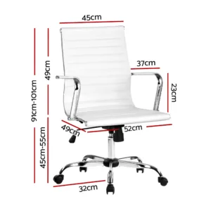 Artiss Gaming Office Chair Computer Desk Chairs Home Work Study White Mid Back 3