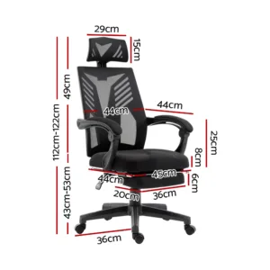 Artiss Gaming Office Chair Computer Desk Chair Home Work Recliner Black 3