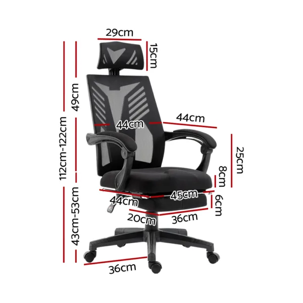 Artiss Gaming Office Chair Computer Desk Chair Home Work Recliner Black 11
