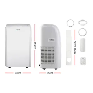 Devanti Portable Air Conditioner Cooling Mobile Fan Cooler Remote Window Kit White 3300W 3