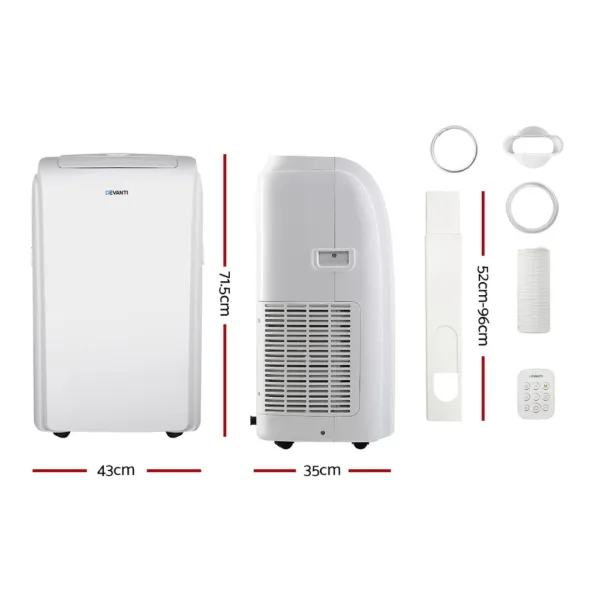 Devanti Portable Air Conditioner Cooling Mobile Fan Cooler Remote Window Kit White 3300W 9
