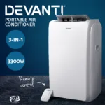 Devanti Portable Air Conditioner Cooling Mobile Fan Cooler Remote Window Kit White 3300W 17