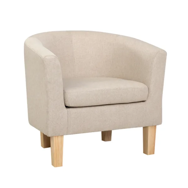 Artiss Armchair Lounge Chair Tub Accent Armchairs Fabric Sofa Chairs Beige 11