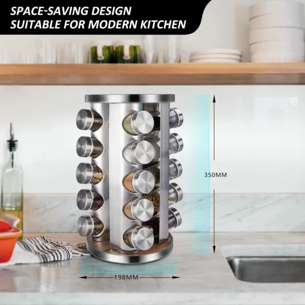 Rotating Spice Rack Organizer with 20 Pieces Jars for Kitchen 9