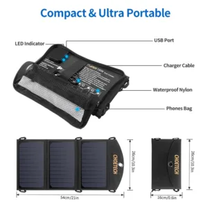 CHOETECH SC001 19W Portable Solar Panel Charger SunPower Panels Dual USB Charger for Camping/RV/Outdoors 3