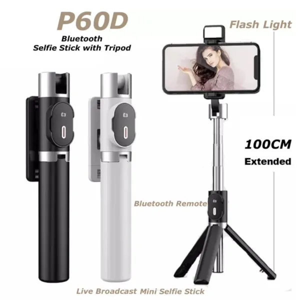 TEQ P60 Bluetooth Selfie Stick + Tripod with Remote (Stainless Steel) 5