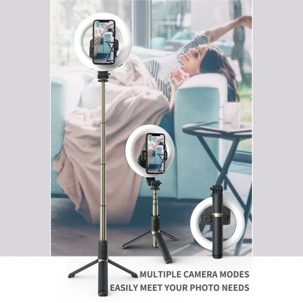 TEQ Q07 Bluetooth Ring Light Selfie Stick  + Tripod stand 5