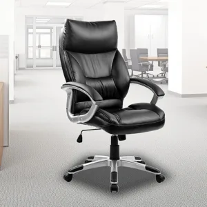 PU Leather Office Chair Executive Padded Black 3