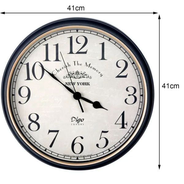 Wall Clock Large 41cm Silent Home Wall Decor Retro Clock for Living Room Kitchen Home Office 12