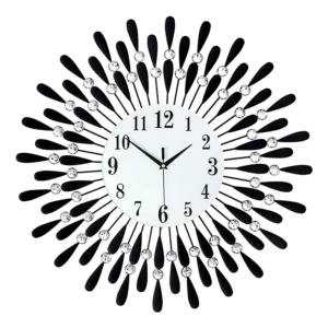 Large Modern 3D Crystal Wall Clock Luxury Art Metal Round Home Decor 15