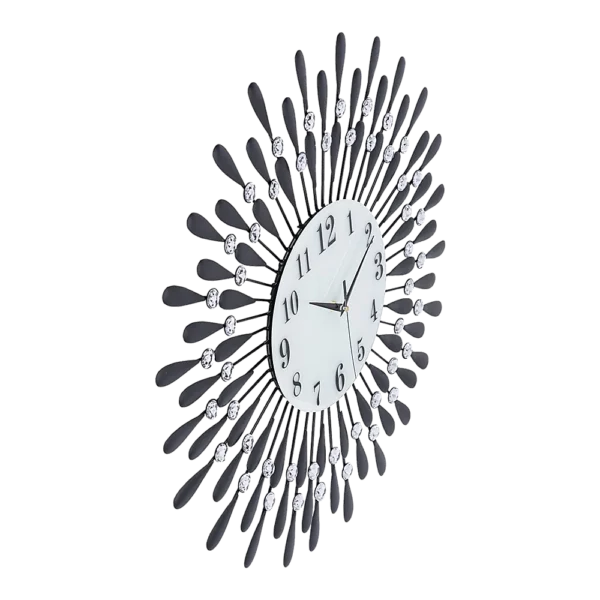 Large Modern 3D Crystal Wall Clock Luxury Art Metal Round Home Decor - Image 4