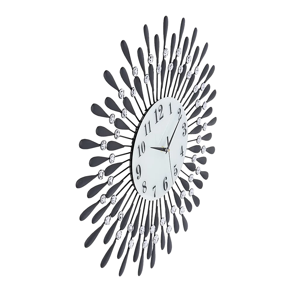Large Modern 3D Crystal Wall Clock Luxury Art Metal Round Home Decor - Image 4