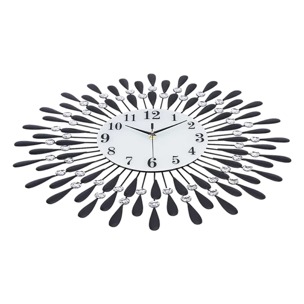 Large Modern 3D Crystal Wall Clock Luxury Art Metal Round Home Decor - Image 6