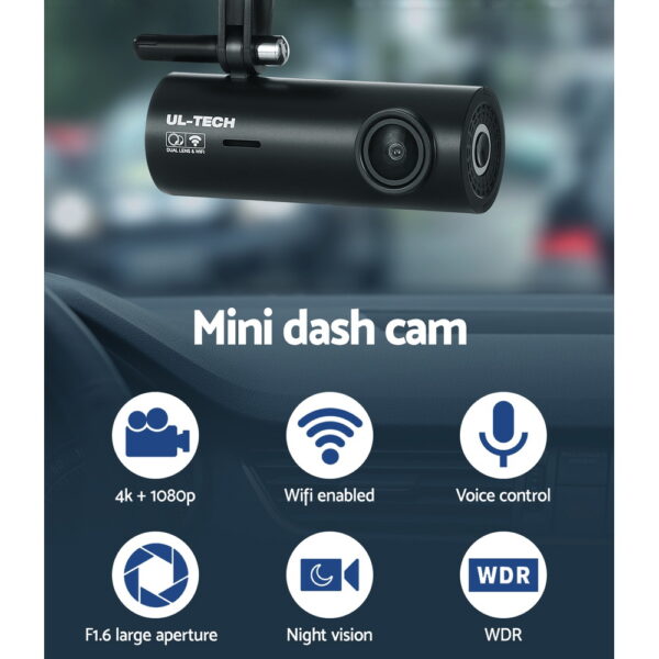 UL-tech Dash Camera 4K Hidden Front Rear WiFi Dash Cam EZ SHOP 12