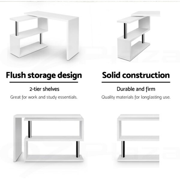 Artiss Computer Desk L-Shape Bookshelf White Office Furniture EZ SHOP 13