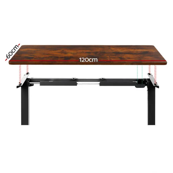 Artiss Standing Desk Motorised Rustic Brown 120CM - Image 3