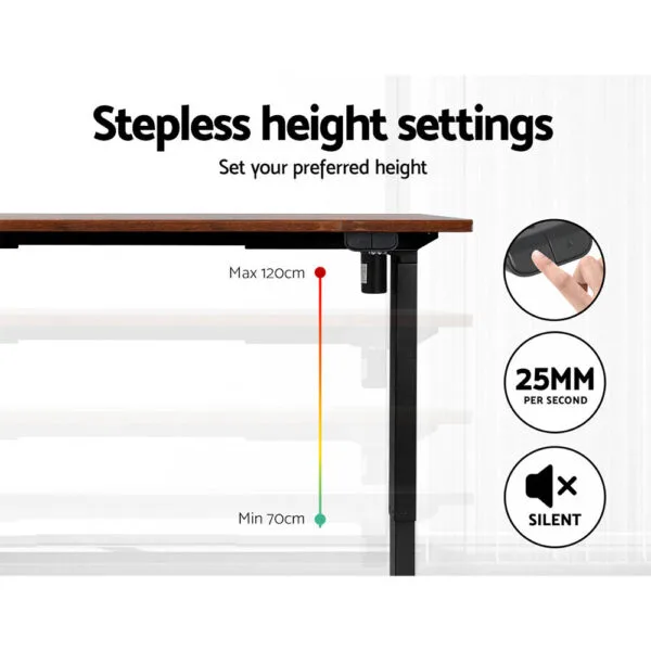 Artiss Standing Desk Motorised Rustic Brown 120CM - Image 4