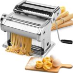 Pasta Maker Manual Steel Machine with 8 Adjustable Thickness Settings Kitchen EZ SHOP 16