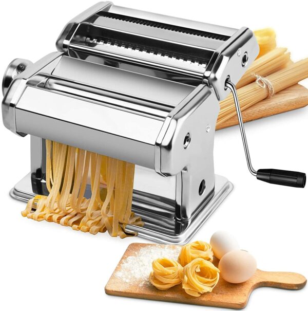 Pasta Maker Manual Steel Machine with 8 Adjustable Thickness Settings Kitchen EZ SHOP 9