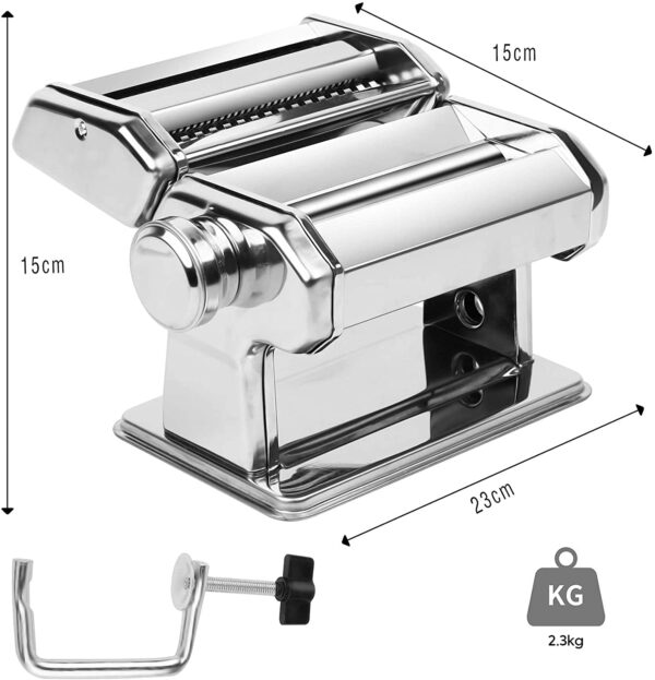 Pasta Maker Manual Steel Machine with 8 Adjustable Thickness Settings Kitchen EZ SHOP 10