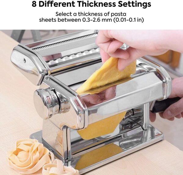 Pasta Maker Manual Steel Machine with 8 Adjustable Thickness Settings Kitchen EZ SHOP 13