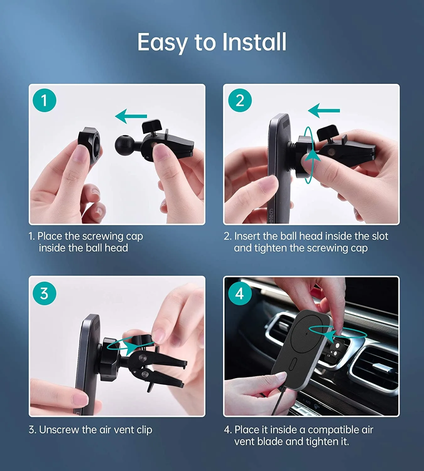 CHOETECH T200F-201 15W MagLeap Magnetic Wireless Car Charger Holder with 1M Cable - Image 8