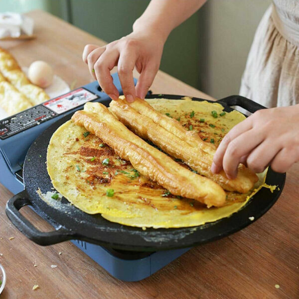 40cm Seasoned Cast Iron Induction Crepes Pan Baking Pancake Tool Pizza Bakeware Pizza EZ SHOP 16