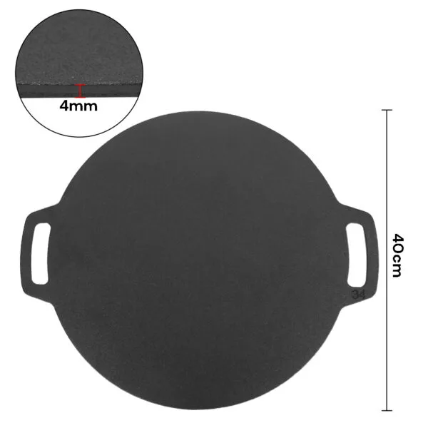40cm Seasoned Cast Iron Induction Crepes Pan Baking Pancake Tool Pizza Bakeware - Image 6