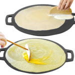 40cm Seasoned Cast Iron Induction Crepes Pan Baking Pancake Tool Pizza Bakeware Pizza EZ SHOP 33