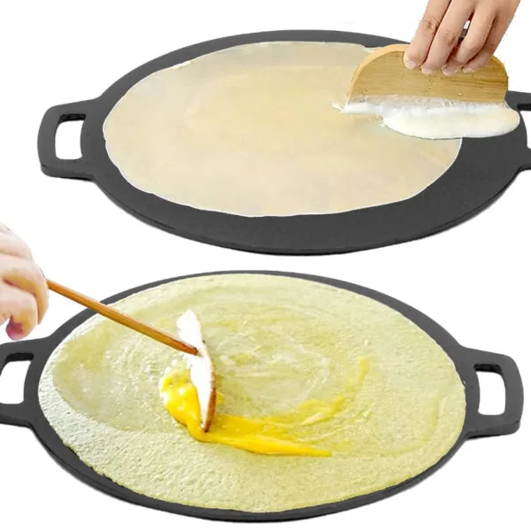40cm Seasoned Cast Iron Induction Crepes Pan Baking Pancake Tool Pizza Bakeware - Image 10