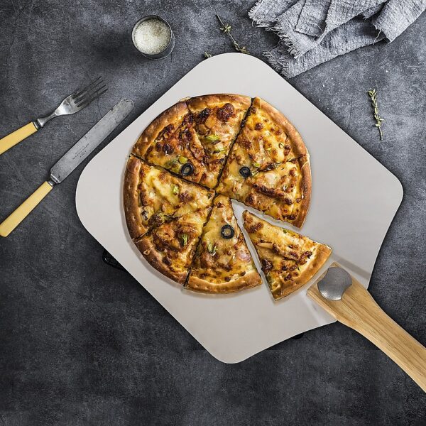 Metal Pizza Peel with Foldable Wood Handle Pizza EZ SHOP 9